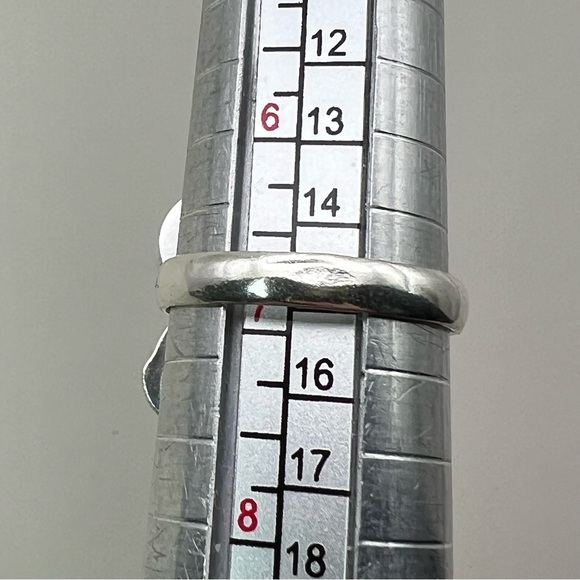 New Larimar Moonstone Rhodochrosite Multi Stone Silver Overlay Ring Size 6.75 - Picture 6 of 8